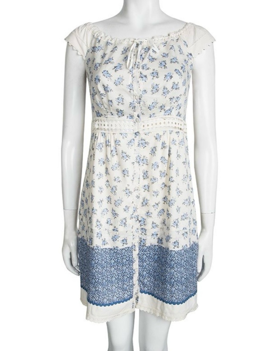 Philosophy di Alberta Ferretti Off-White Floral Printed Lace Dress Size 4